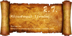 Rózsahegyi Tivadar névjegykártya